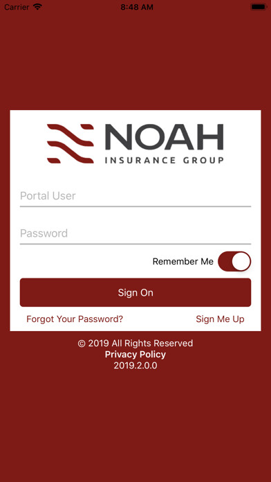 Emulate iPhone app Noah Insurance Group Online using MyAndroid