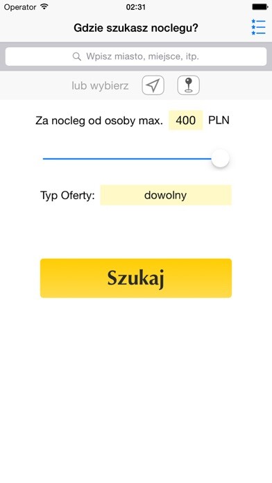 Emulate iPhone app Noclegi, Hotele w Polsce using MyAndroid
