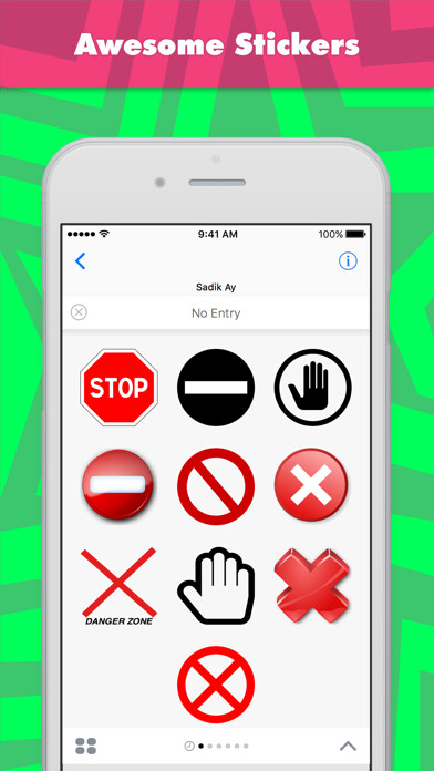 Emulate iPhone app No Entry stickers by Sadik Ay using MyAndroid