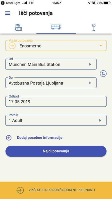 Emulate iPhone app Nomago InterCity using MyAndroid