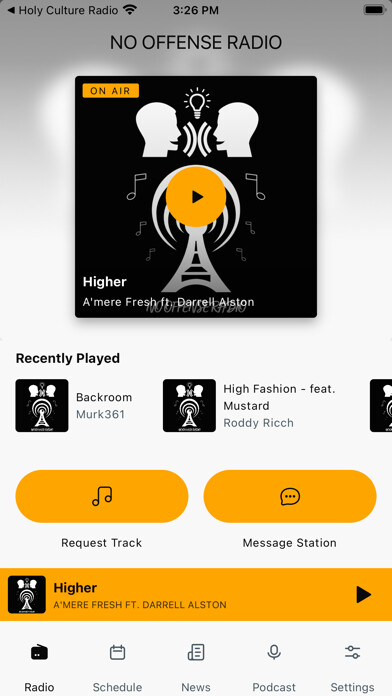 Emulate iPhone app NO OFFENSE RADIO using MyAndroid