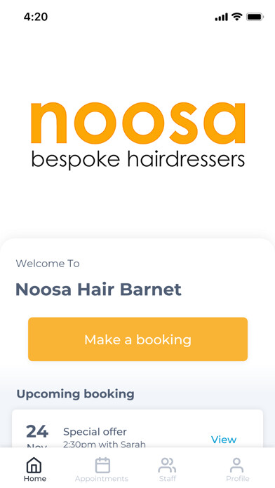 Emulate iPhone app Noosa Hair Barnet using MyAndroid