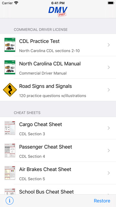 Emulate iPhone app North Carolina CDL Test Prep using MyAndroid
