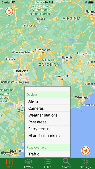 Emulate iPhone app North Carolina Traveler using MyAndroid