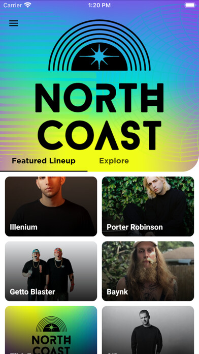 Emulate iPhone app North Coast Festival Guide using MyAndroid