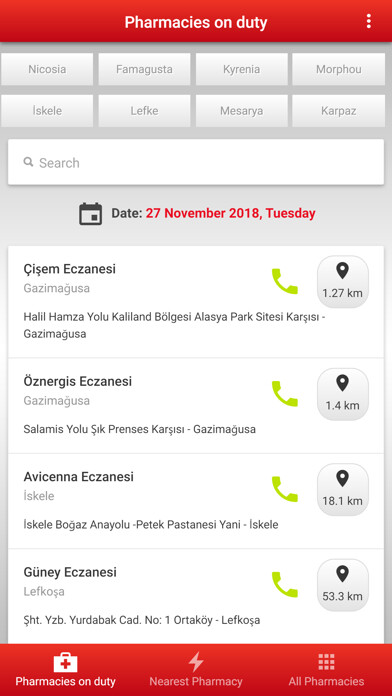 Emulate iPhone app North Cyprus Pharmacies using MyAndroid