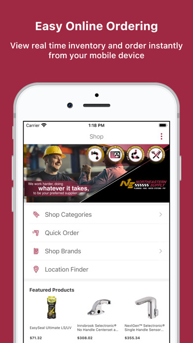 Emulate iPhone app Northeastern Supply using MyAndroid