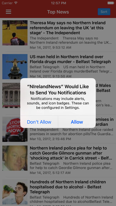 Emulate iPhone app Northern Ireland News & Belfast Latest Headlines using MyAndroid