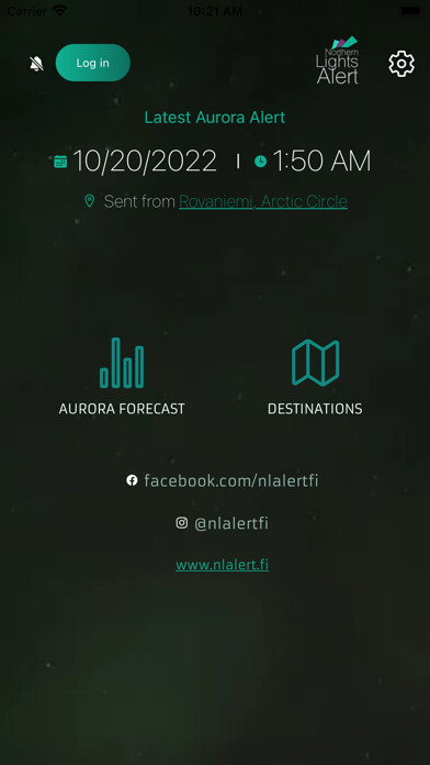 Emulate iPhone app Northern Lights Alert using MyAndroid