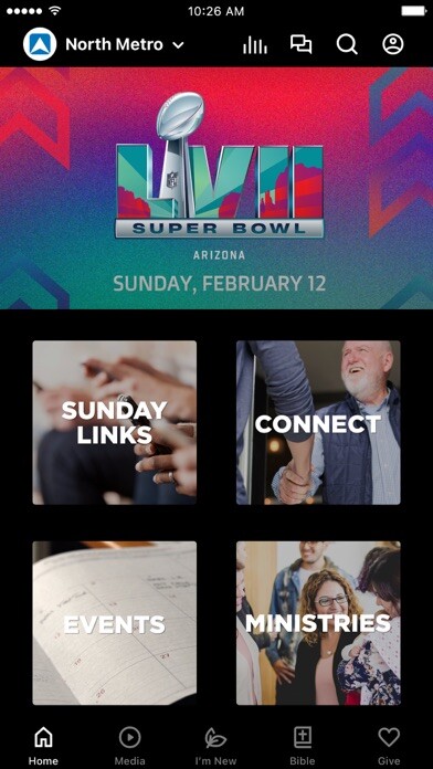 Emulate iPhone app North Metro Church using MyAndroid