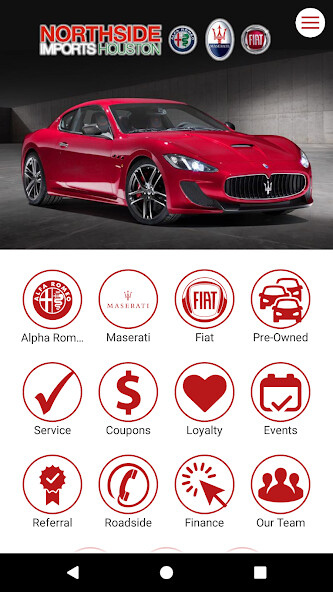 Emulate iPhone app Northside Alfa Romeo Maserati using MyAndroid