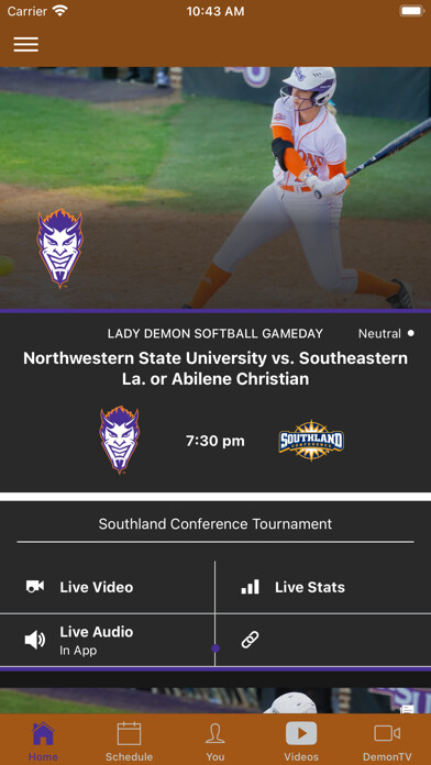 Emulate iPhone app Northwestern State Athletics using MyAndroid
