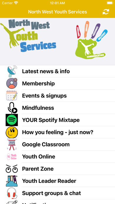 Emulate iPhone app North West Youth Services using MyAndroid