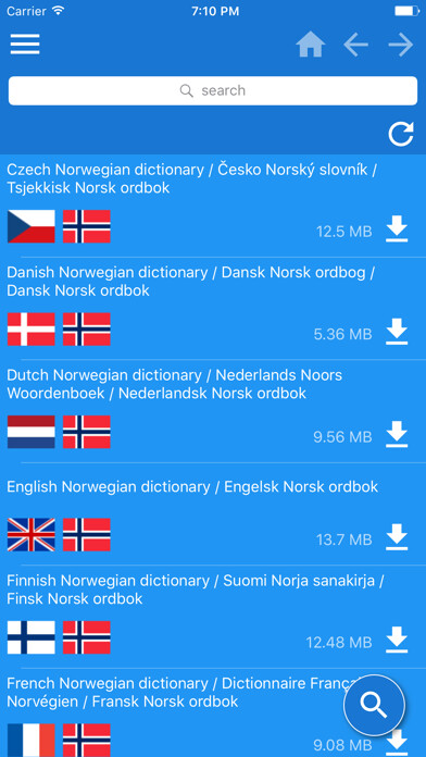 Emulate iPhone app Norwegian Multilingual dictionary using MyAndroid