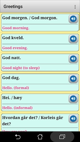 Run android online APK Norwegian phrasebook and phrases from MyAndroid or emulate Norwegian phrasebook and phrases using MyAndroid