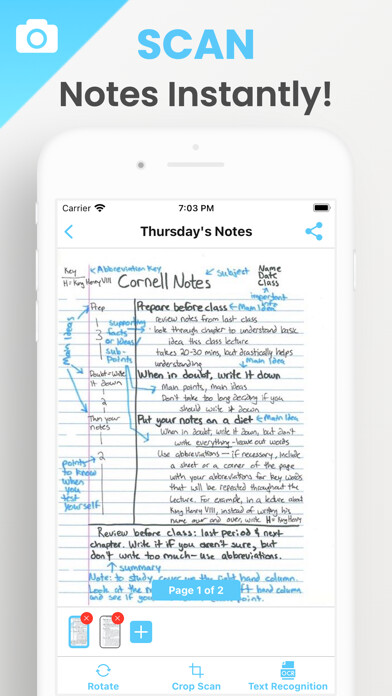 Emulate iPhone app Notes Expert: Sort, OCR, Email using MyAndroid