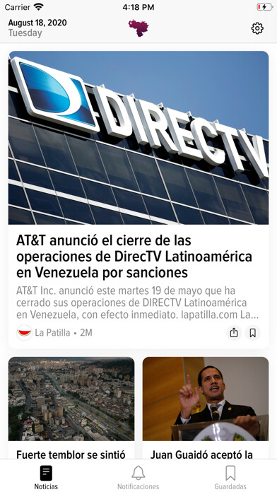 Emulate iPhone app Noticias VE using MyAndroid