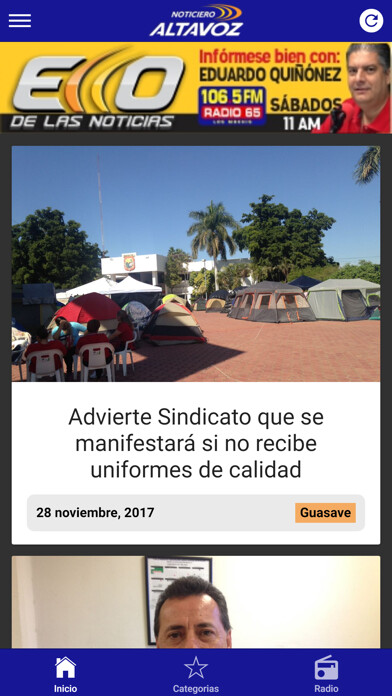 Emulate iPhone app Noticiero Altavoz using MyAndroid