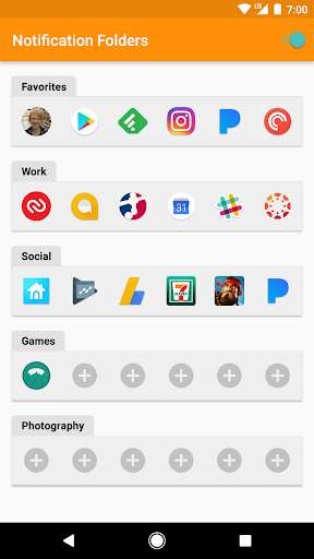 Emulate Android APK Notification Folders
