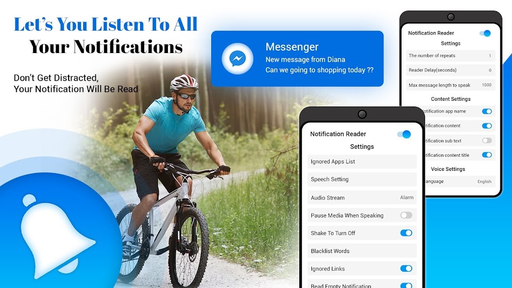 Run android online APK Notification Reader with Voice from MyAndroid or emulate Notification Reader with Voice using MyAndroid