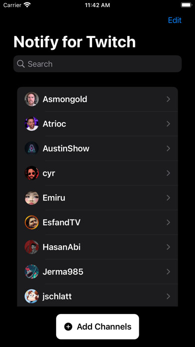 Emulate iPhone app Notify for Twitch using MyAndroid