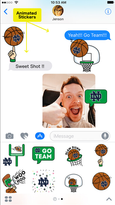Emulate iPhone app Notre Dame Animated+Stickers Pack for iMessage using MyAndroid Emulate iPhone app Notre Dame Animated+Stickers Pack for iMessage using MyAndroid