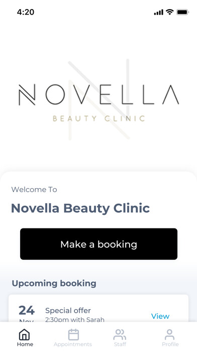 Emulate iPhone app Novella Beauty Clinic using MyAndroid Emulate iPhone app Novella Beauty Clinic using MyAndroid