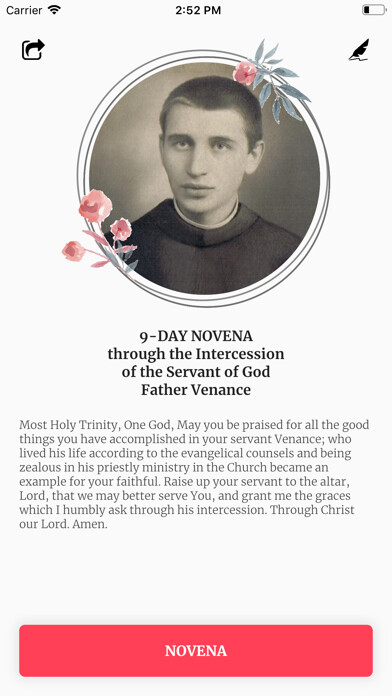 Emulate iPhone app Novena of the Father Venance using MyAndroid