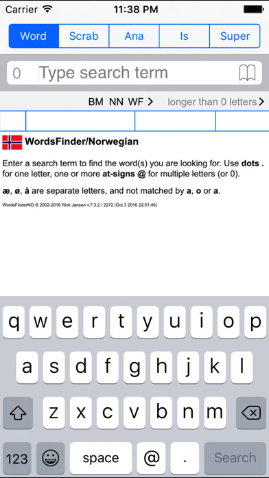 Emulate iPhone app NO Words Finder PRO/Norwegian using MyAndroid Emulate iPhone app NO Words Finder PRO/Norwegian using MyAndroid