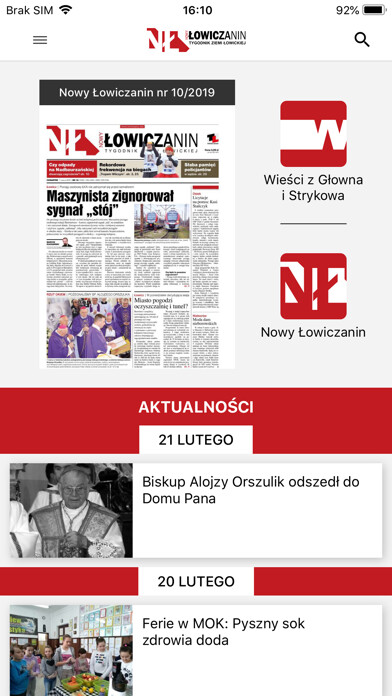Emulate iPhone app Nowy Łowiczanin using MyAndroid