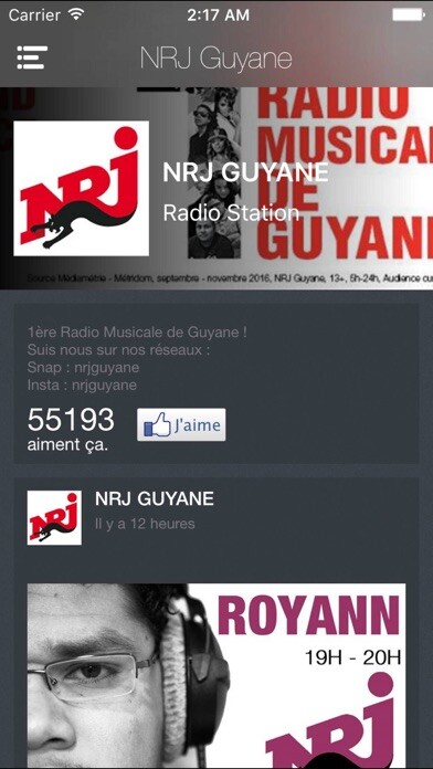 Emulate iPhone app NRJ Guyane using MyAndroid