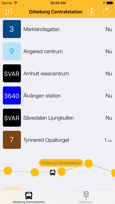 Emulate iPhone app Nästa Avgång using MyAndroid