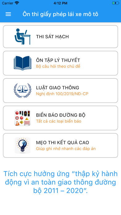 Emulate iPhone app Ôn thi GPLX A1, A2, A3, A4 using MyAndroid Emulate iPhone app Ôn thi GPLX A1, A2, A3, A4 using MyAndroid