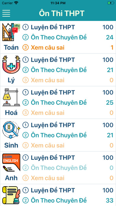 Emulate iPhone app Ôn Thi THPT - Đại Học using MyAndroid