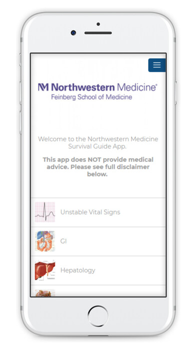 Emulate iPhone app NU_IntMed Survival Guide using MyAndroid