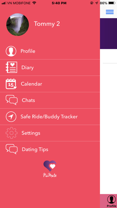Emulate iPhone app NuMate-Safe Dating Made Simple using MyAndroid