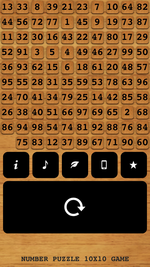 Emulate iPhone app Number Puzzle 10X10 Slider Free using MyAndroid