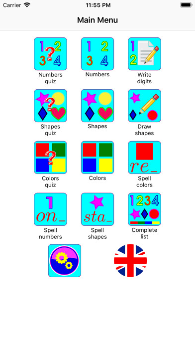 Emulate iPhone app Numbers, Shapes and Colors using MyAndroid