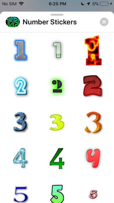Emulate iPhone app Number Sticker Pack using MyAndroid