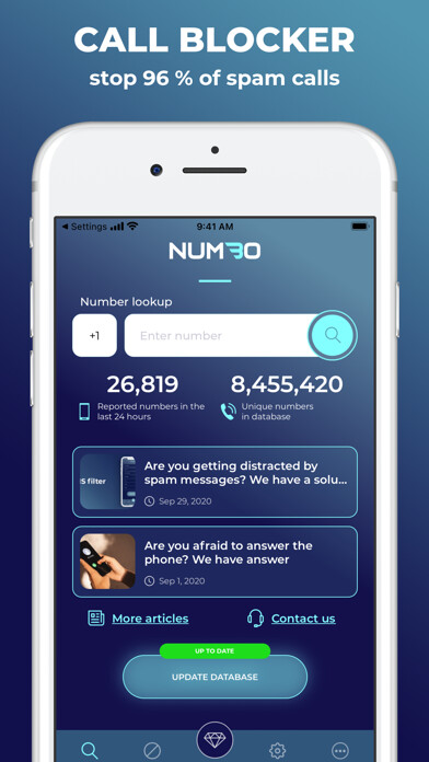 Emulate iPhone app Numbo: Scam Shield & Caller ID using MyAndroid