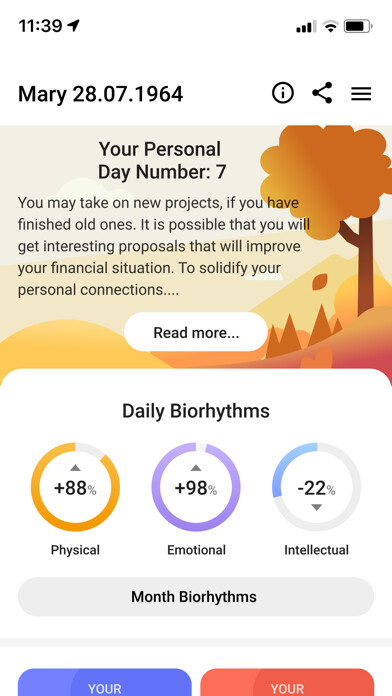 Emulate iPhone app Numerology & Biorhythms using MyAndroid