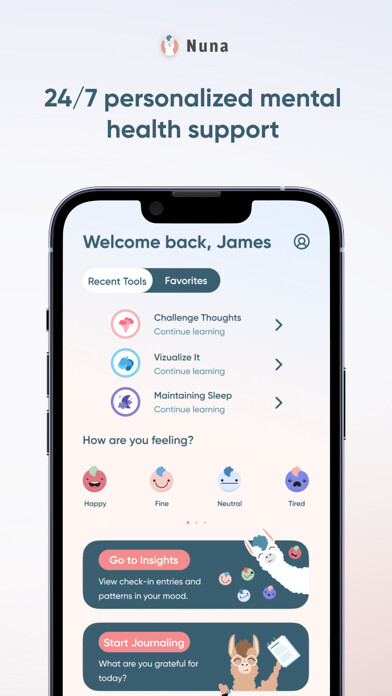 Emulate iPhone app Nuna: Mental Health Companion using MyAndroid