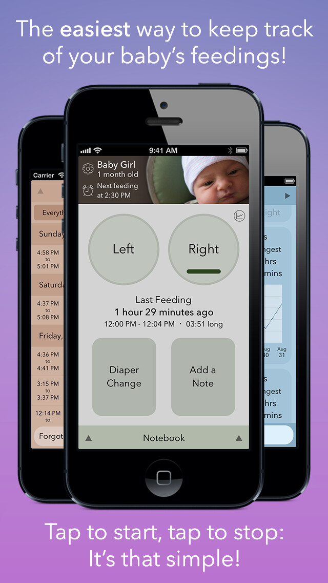 Emulate iPhone app Nursing Notebook - Breastfeeding Timer using MyAndroid