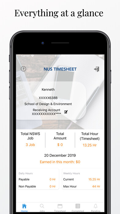 Emulate iPhone app NUS Timesheet using MyAndroid