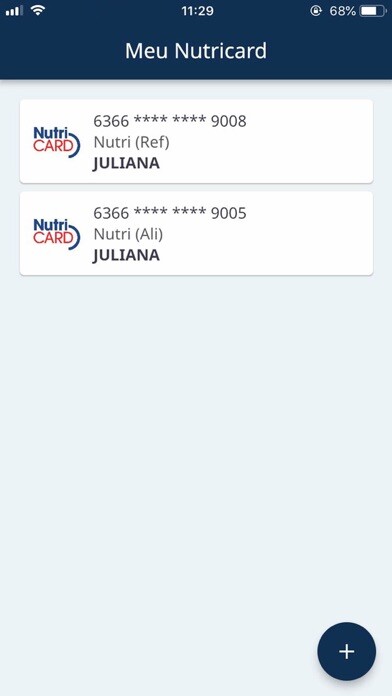 Emulate iPhone app Nutricard para Clientes using MyAndroid