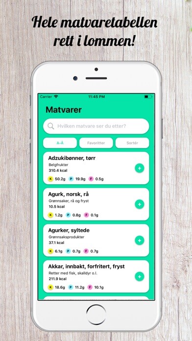 Emulate iPhone app Nutrimo - Næringsinnhold using MyAndroid