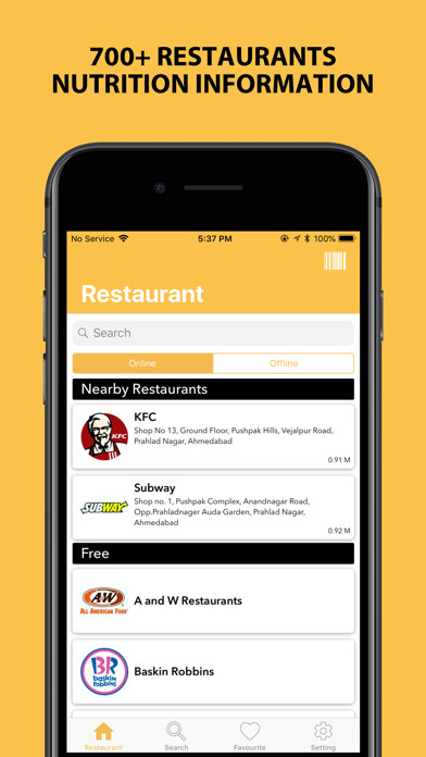 Emulate iPhone app NutriSmart - Fast Food Tracker using MyAndroid
