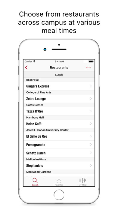 Emulate iPhone app Nutrition - Carnegie Mellon using MyAndroid