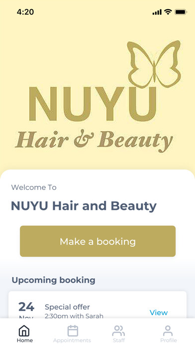 Emulate iPhone app NUYU Hair and Beauty using MyAndroid Emulate iPhone app NUYU Hair and Beauty using MyAndroid