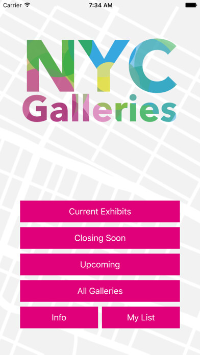 Emulate iPhone app NYC Galleries using MyAndroid